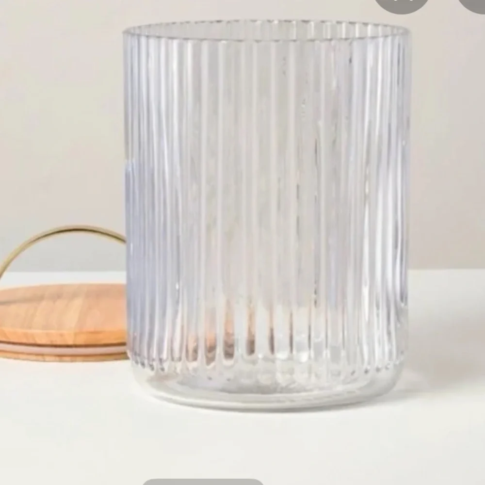 53oz Fluted Glass Storage Canister with Wood Lid - Hearth & Hand™
